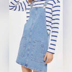 Topshop Moto Denim Overall Mini Dress